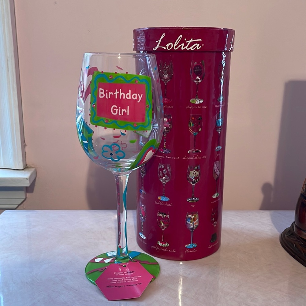 Lolita “Birthday Girl” Wine Glass! Never used